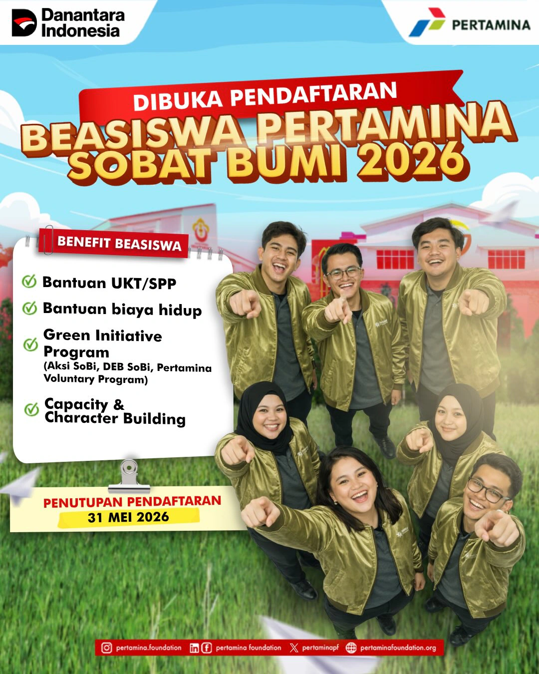 PENDAFTARAN BEASISWA PERTAMINA SOBAT BUMI 2026